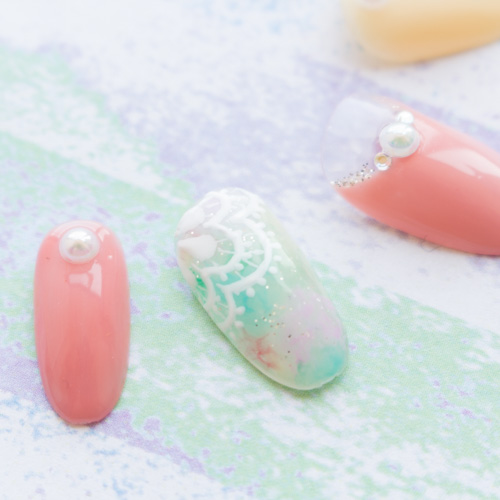 タイダイシースルーレースネイル