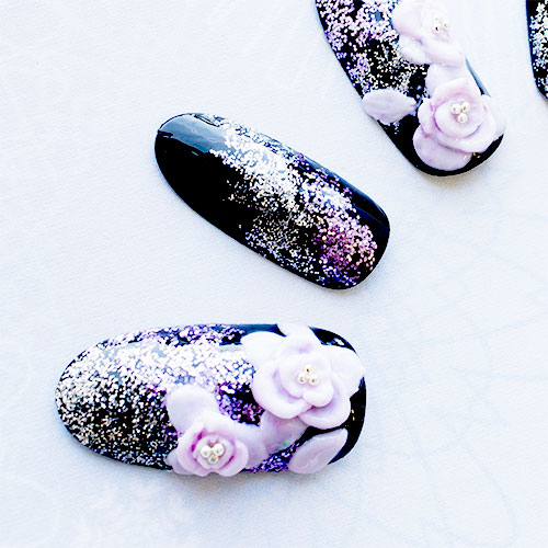 きらきらブラックネイル