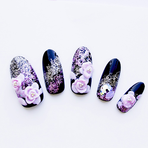 きらきらブラックネイル