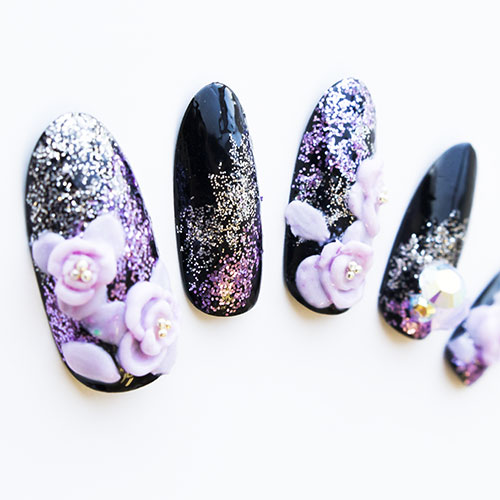 きらきらブラックネイル